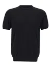 Diktat Short-sleeve Ribbed Sweater In Black