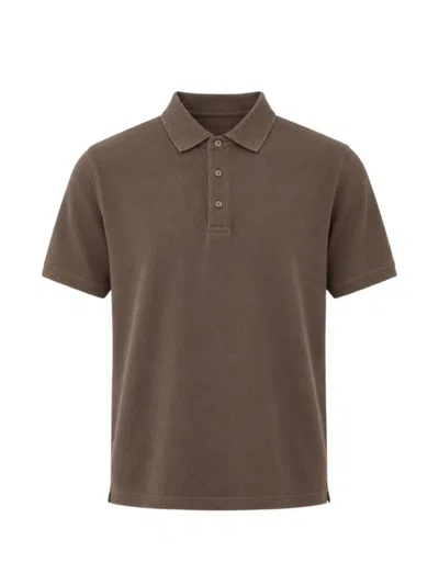 Diktat Short-sleeve Polo Shirt In Brown