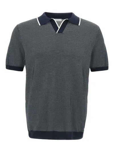 Diktat Textured-knit Polo Shirt In Gray