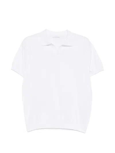 Diktat 파인 니트 V넥 폴로 셔츠 In White
