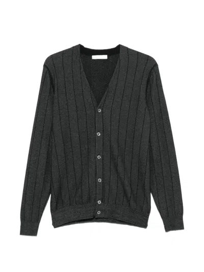 Diktat Vertical-stripe Cardigan In Grey