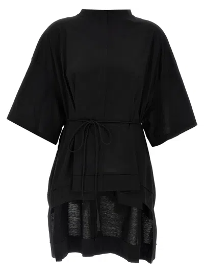 DI.LA3 PARI' BLACK ASYMMETRIC T-SHIRT