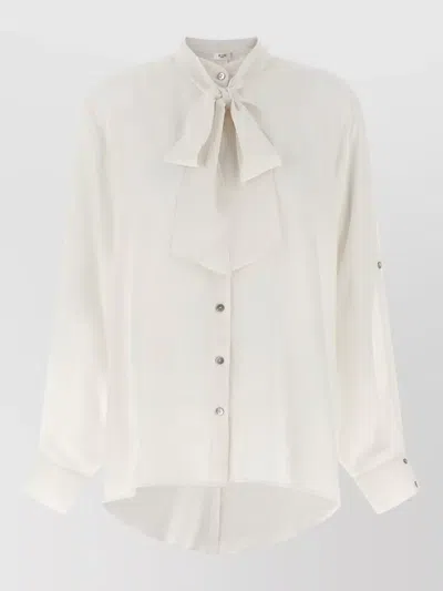 Di.la3 Pari' Bonton Shirt Bow Detail High Low Hem In White