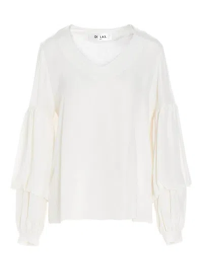 DI.LA3 PARI' PUFF-SLEEVE SILK SHIRT