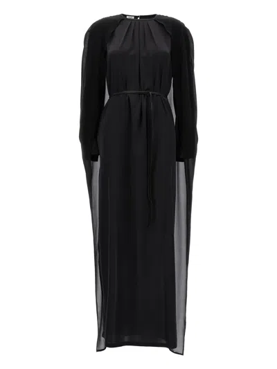 Di.la3 Pari' Cape-insert Maxi Dress In Black