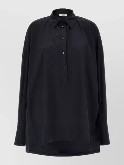 Di.la3 Pari' Cotton Shirt Collared Neck Longline Design In Black