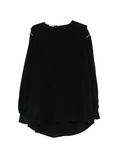 Di.la3 Pari' Cut-out Long-sleeve Blouse In Black