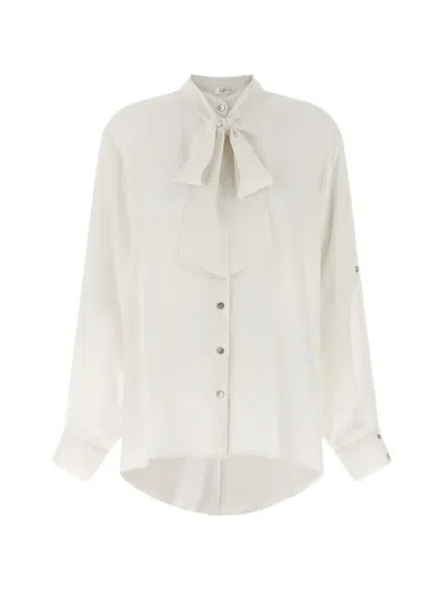 Di.la3 Pari' Crpe De Chine Shirt In White