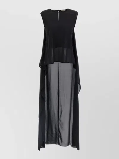 Di.la3 Pari' Layered Sleeveless Top Sheer Keyhole Design In Black