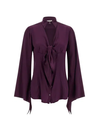 Di.la3 Pari' Nodo Knot-detail Silk Shirt In Purple