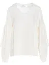 Di.la3 Pari' Puff-sleeve Silk Shirt In White