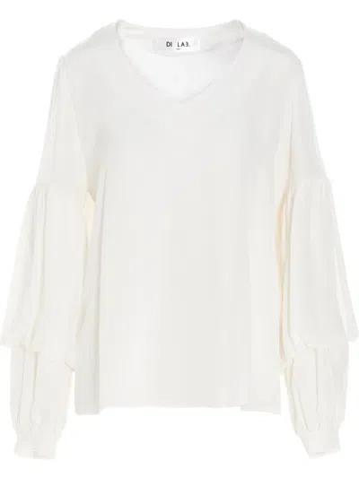 DI.LA3 PARI' PUFF-SLEEVE SILK BLOUSE