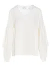 Di.la3 Pari' Puff-sleeve Silk Shirt In White