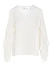 Di.la3 Pari' Puff-sleeve Silk Shirt In White