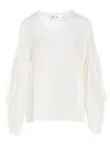 Di.la3 Pari' Puff-sleeve Silk Shirt In White