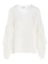 Di.la3 Pari' Puff-sleeve Silk Shirt In White