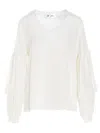 Di.la3 Pari' Puff-sleeve Silk Shirt In White