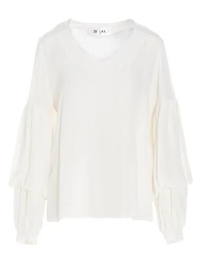 DI.LA3 PARI' PUFF-SLEEVE SILK SHIRT