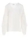 Di.la3 Pari' Puff-sleeve Silk Shirt In White