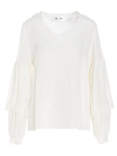 DI.LA3 PARI' PUFF-SLEEVE SILK SHIRT