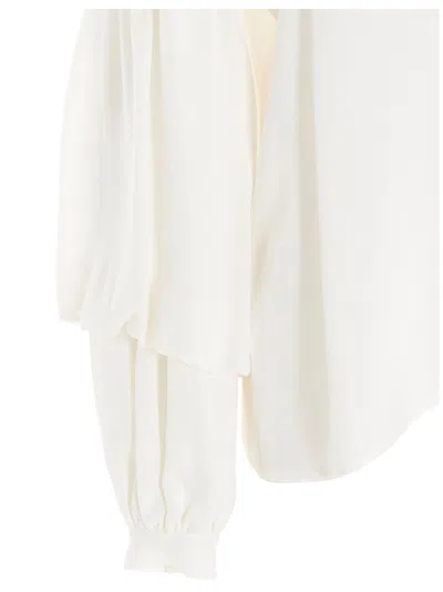 Di.la3 Pari' Puff-sleeve Silk Shirt In White