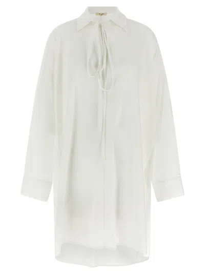 DI.LA3 PARI' RELAXED OVERSIZE WHITE SILK SHIRT