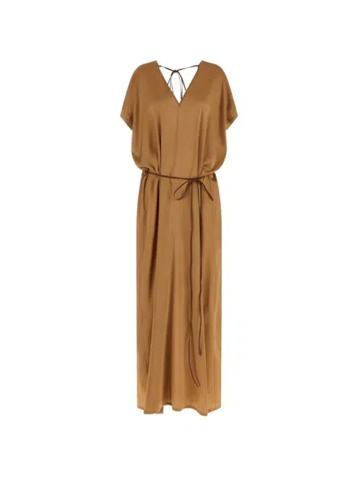 Di.la3 Pari' Ricky V-neck Dress In Brown