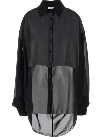 Di.la3 Pari' Semi-sheer Shirt In Blue