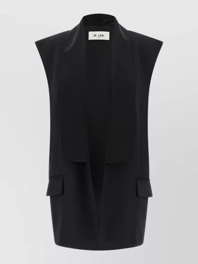 Di.la3 Pari' Tuxedo Style Vest Jacket Notch Lapel In Black