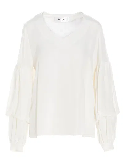 Di.la3 Pari' White Silk Women's Blouse