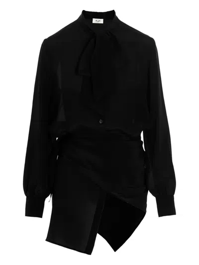 Di.la3 Pari' Wrap-detail Blouse In Black