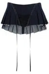 DILARA FINDIKOGLU BLUE MICRO PLEATED SKIRT WITH CORSET FOR WOMEN: DILARA FINDIKOGLU SS24 COLLECTION