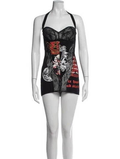Pre-owned Dilara Findikoglu Graphic Print Mini Dress In White