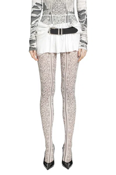 Dilara Findikoglu Past Edges Lace-effect Mesh Tights In Grey