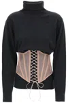 Dilara Findikoglu Turtleneck Corset Sweater In Grey
