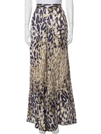 Pre-owned Dima Ayad Animal Print Wide Leg Pants In Neutral