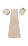 Dima Ayad Bubble Sleeved Metallic Gown In Ivory