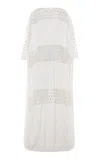 Dima Ayad Georgette And Daisy Cotton Kaftan In White