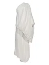 Dima Ayad Lace And Georgette Cotton Ruched Gown In White