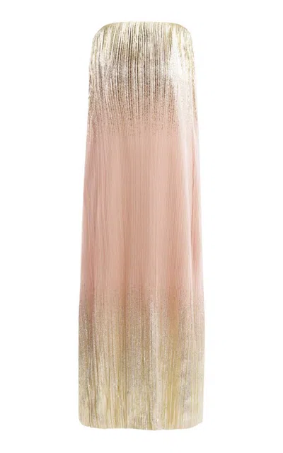 Dima Ayad Metallic Strapless Dress In Gold