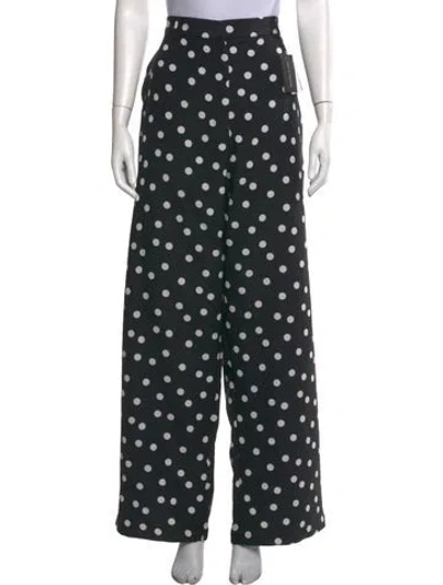 Pre-owned Dima Ayad Polka Dot Print Wide Leg Pants In Black