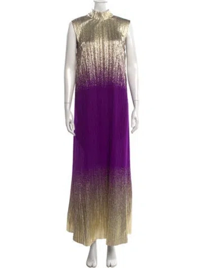 Pre-owned Dima Ayad Printed Long Dress In Purple