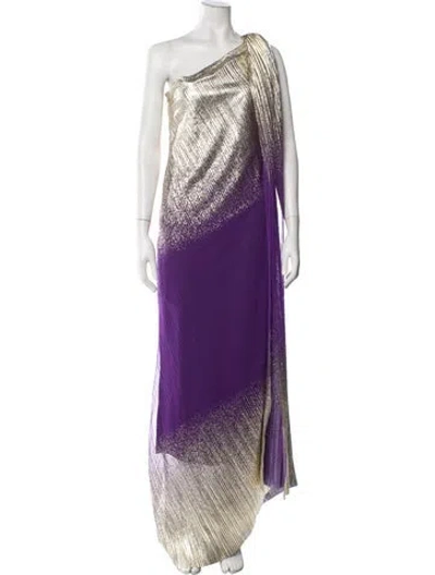Pre-owned Dima Ayad Printed Long Dress In Purple