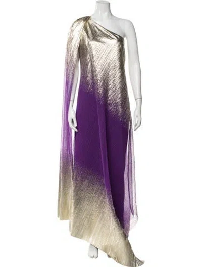 Pre-owned Dima Ayad Printed Long Dress W/ Tags In Purple
