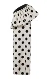 Dima Ayad Single-shoulder Polka Dot Dress In Black,white
