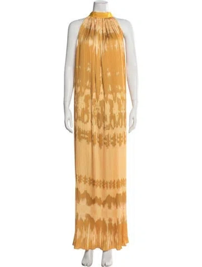 Pre-owned Dima Ayad Tie-dye Print Long Dress In Yellow