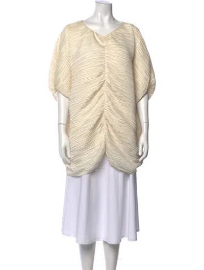 Pre-owned Dima Ayad V-neck Short Sleeve Top In Neutral