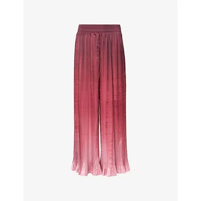Dima Ayad Womens Pink/burgundy Ombre Plisse Woven Trousers In Red