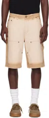 Dime Beige Carpenter Denim Shorts In Brown