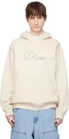 Dime Beige Cursive Logo Hoodie In Fog
